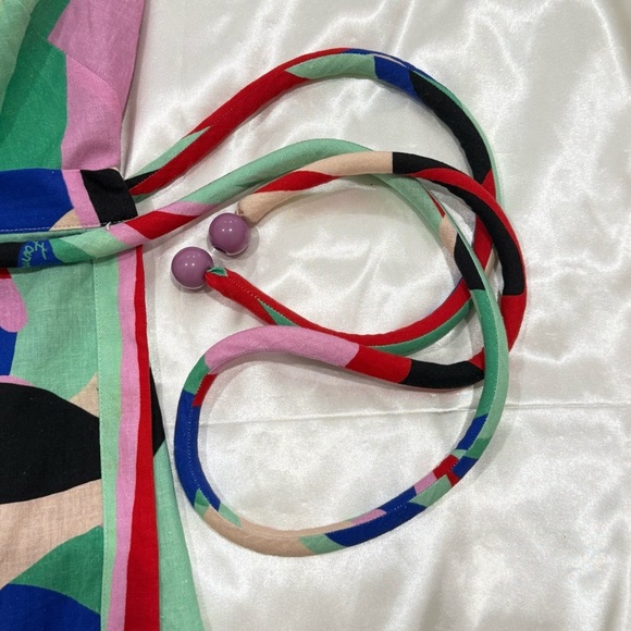 NWT Farm Rio Colorful Monstera Mini Dress Small Wrap Linen Boho Vacay Beach Gift - Picture 15 of 16